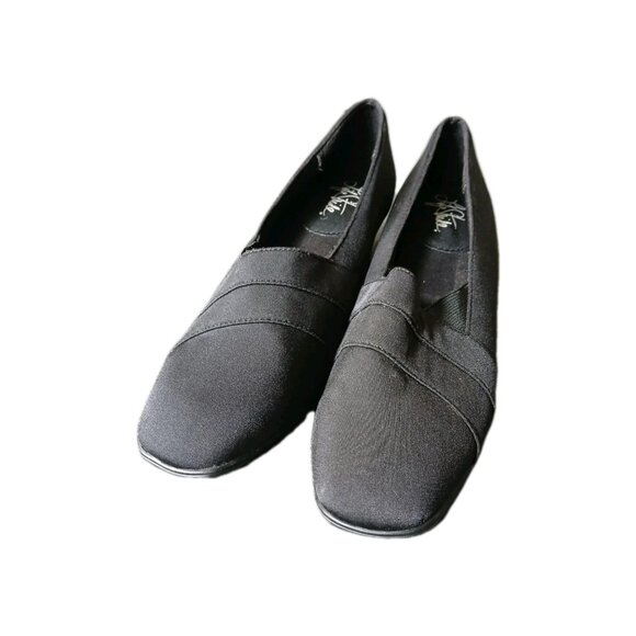 Life Stride Womens 7.5 Black Slip On Low Wedge Dress Heels Shoes Classic Office - Picture 2 of 8